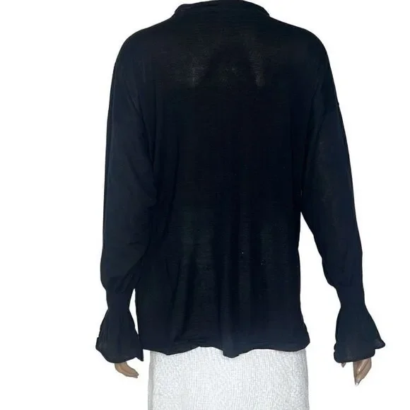 NWT Wolford Cashmere Loose Top Long Sleeves XS Black